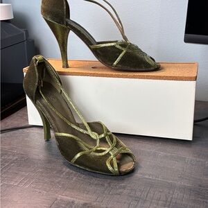 Elegant Green Strappy Heels